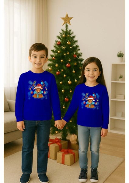 Unisex Happy New Year Yılbaşı Baskılı Yetişkin ve Çocuk Sweatshirt 3 Iplik Şardonlu Kumaş modelleri
