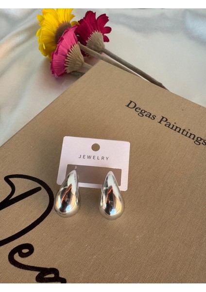 Bottega Damla Model Büyük Küpe Gümüş Renk