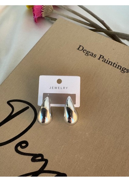 Bottega Damla Model Büyük Küpe Gümüş Renk modelleri