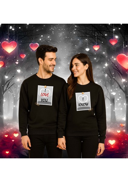 Unisex Sevgililer Günü Baskılı Yetişkin Swaetshirt 3 Iplik Şardonlu