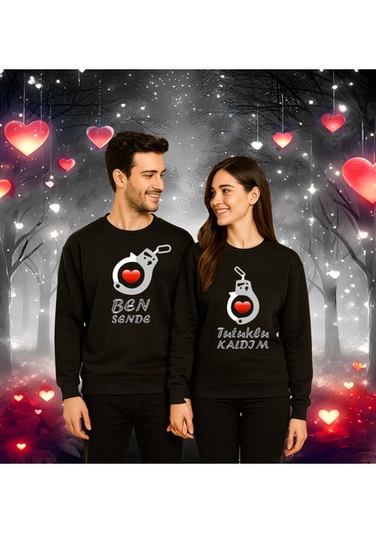 Unisex Sevgililer Günü Baskılı Yetişkin Swaetshirt 3 Iplik Şardonlu