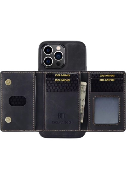 Iphone Uyumlu Hakiki Deri Ming Mıknatıslı Magsafe Kartlıklı Cüzdanlı Kılıf