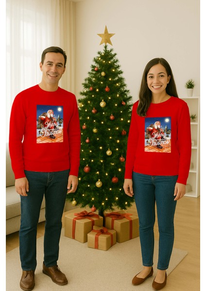 Unisex Happy New Year Yılbaşı Baskılı Yetişkin ve Çocuk Sweatshirt 3 Iplik Şardonlu Kumaş fiyatları