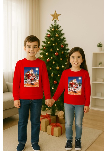 Unisex Happy New Year Yılbaşı Baskılı Yetişkin ve Çocuk Sweatshirt 3 Iplik Şardonlu Kumaş modelleri
