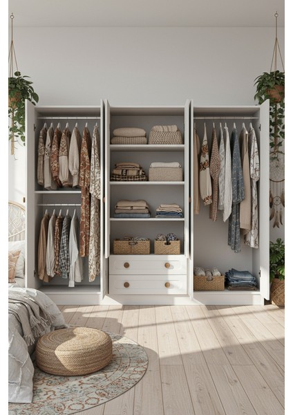 6 Kapak 2 Çekmece Gardırop indirimleri