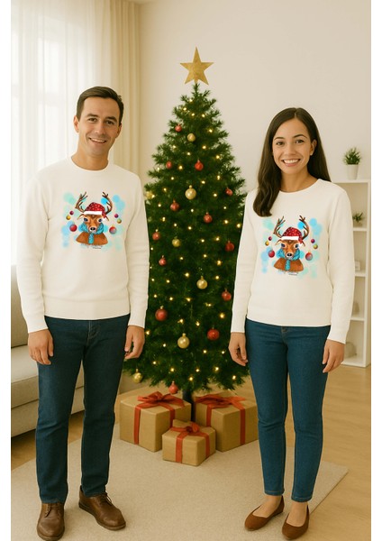 Unisex Happy New Year Yılbaşı Baskılı Yetişkin ve Çocuk Sweatshirt 3 Iplik Şardonlu Kumaş fiyatları