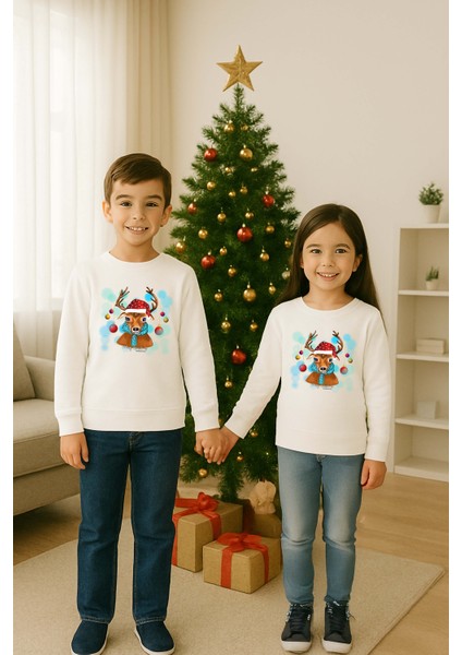 Unisex Happy New Year Yılbaşı Baskılı Yetişkin ve Çocuk Sweatshirt 3 Iplik Şardonlu Kumaş modelleri
