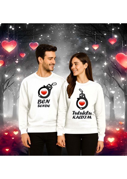 Unisex Sevgililer Günü Baskılı Yetişkin Swaetshirt 3 Iplik Şardonlu