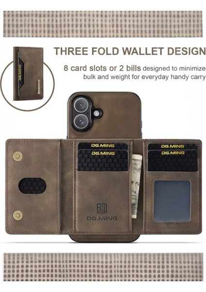 Iphone Uyumlu Hakiki Deri Ming Mıknatıslı Magsafe Kartlıklı Cüzdanlı Kılıf