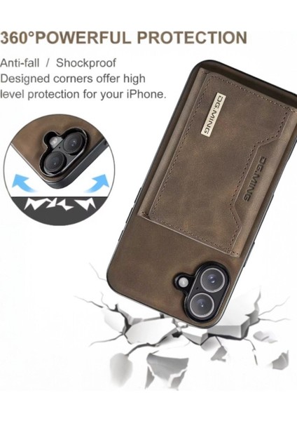 Iphone Uyumlu Hakiki Deri Ming Mıknatıslı Magsafe Kartlıklı Cüzdanlı Kılıf