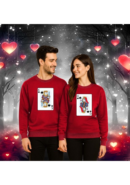 Unisex Sevgililer Günü Baskılı Yetişkin Swaetshirt 3 Iplik Şardonlu