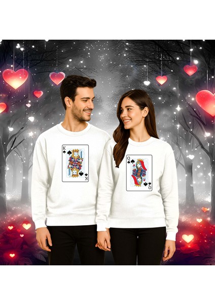 Unisex Sevgililer Günü Baskılı Yetişkin Swaetshirt 3 Iplik Şardonlu