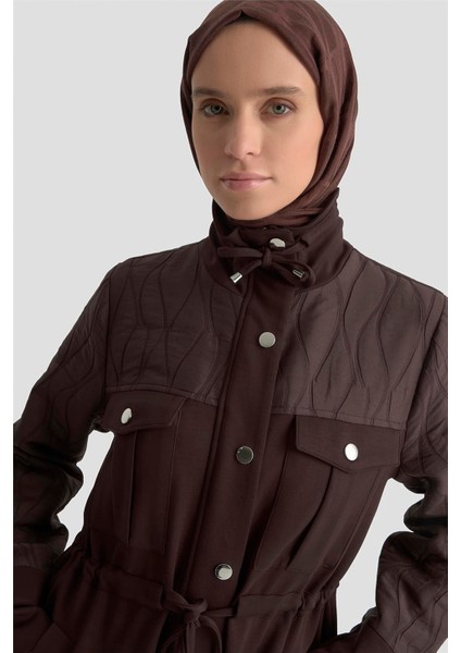 Kapitone Mixli Örme Giyçık 25KD1602 Acı Kahve