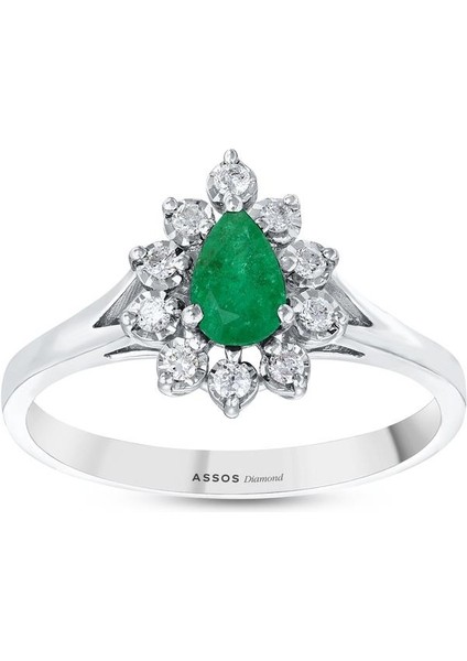 0.12 Karat Zümrüt Taşlı Pırlanta Yüzük