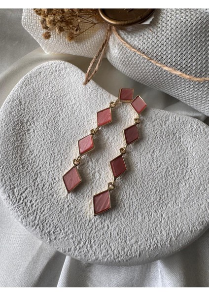 Özel Tasarım Kare Taşlı Sallantılı Küpe