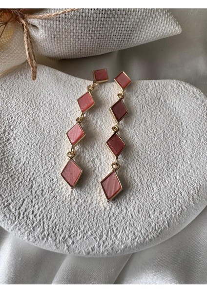 Özel Tasarım Kare Taşlı Sallantılı Küpe modelleri