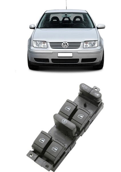 Vw Volkswagen Bora 1999-2005 Uyumlu Sol Ön Dörtlü Cam Açma Düğmesi Siyah 1J4959857
