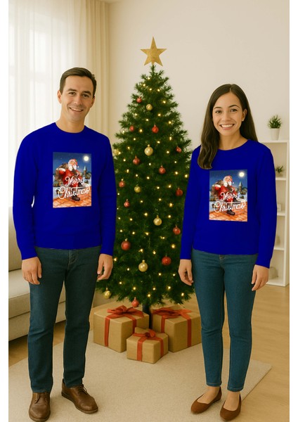 Unisex Happy New Year Yılbaşı Baskılı Yetişkin ve Çocuk Sweatshirt 3 Iplik Şardonlu Kumaş fiyatları