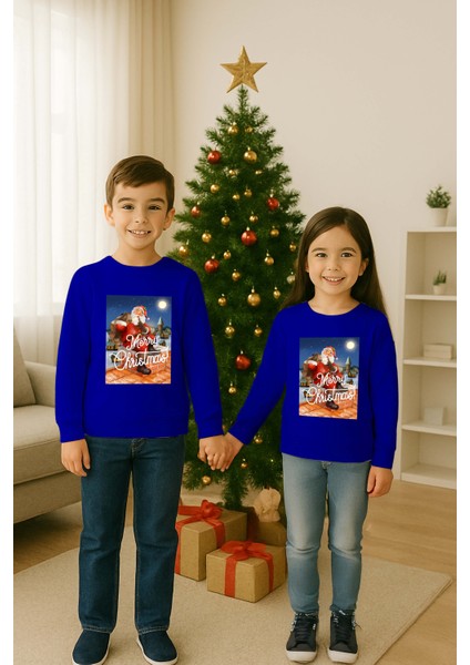 Unisex Happy New Year Yılbaşı Baskılı Yetişkin ve Çocuk Sweatshirt 3 Iplik Şardonlu Kumaş modelleri