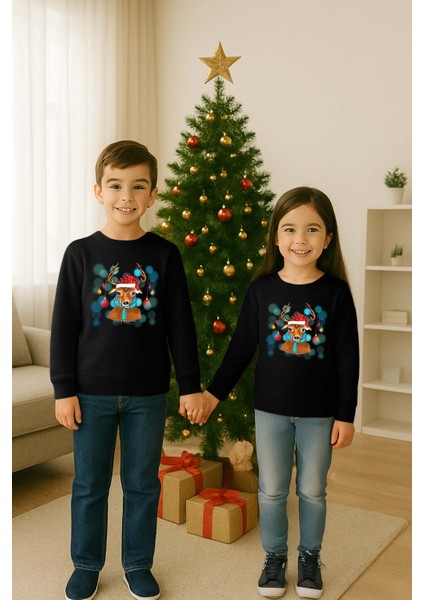 Unisex Happy New Year Yılbaşı Baskılı Yetişkin ve Çocuk Sweatshirt 3 Iplik Şardonlu Kumaş modelleri