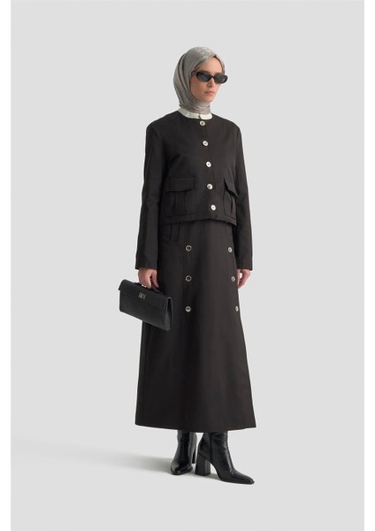 Düğme Detaylı Ceket Takım 25KD1705 Siyah