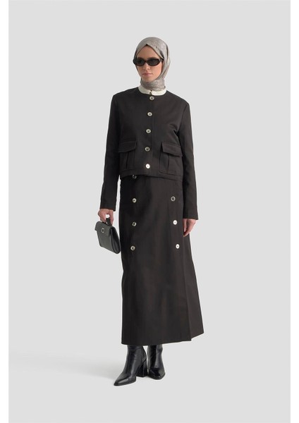 Düğme Detaylı Ceket Takım 25KD1705 Siyah fiyatları