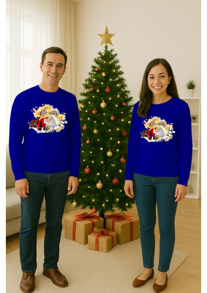 Unisex Happy New Year Yılbaşı Baskılı Yetişkin ve Çocuk Sweatshirt 3 Iplik Şardonlu Kumaş fiyatları