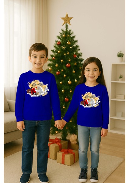 Unisex Happy New Year Yılbaşı Baskılı Yetişkin ve Çocuk Sweatshirt 3 Iplik Şardonlu Kumaş modelleri