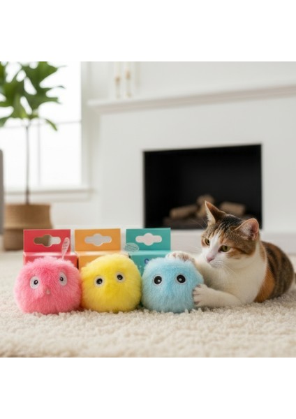 Sesli Hareketli Evcil Hayvan Topu Kedi Oyuncağı Pembe H110 modelleri