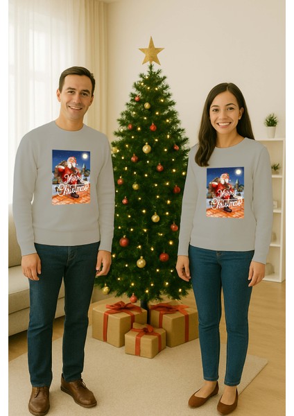 Unisex Happy New Year Yılbaşı Baskılı Yetişkin ve Çocuk Sweatshirt 3 Iplik Şardonlu Kumaş fiyatları