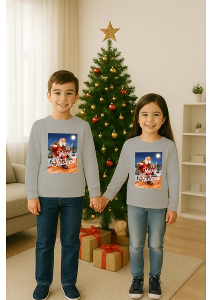 Unisex Happy New Year Yılbaşı Baskılı Yetişkin ve Çocuk Sweatshirt 3 Iplik Şardonlu Kumaş modelleri