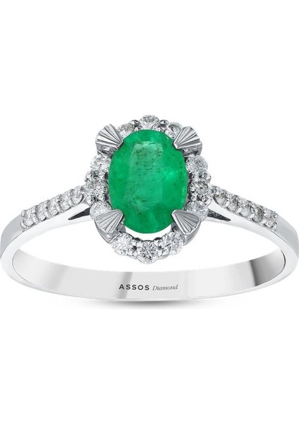 0.22 Karat Zümrüt Taşlı Pırlanta Yüzük