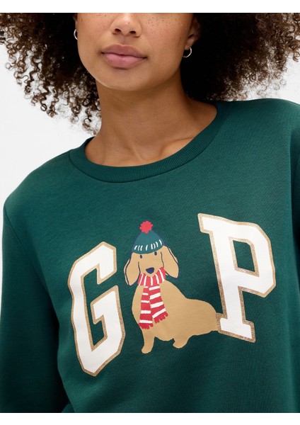 Kadın Koyu Yeşil Relaxed Gap Logo Sweatshirt modelleri