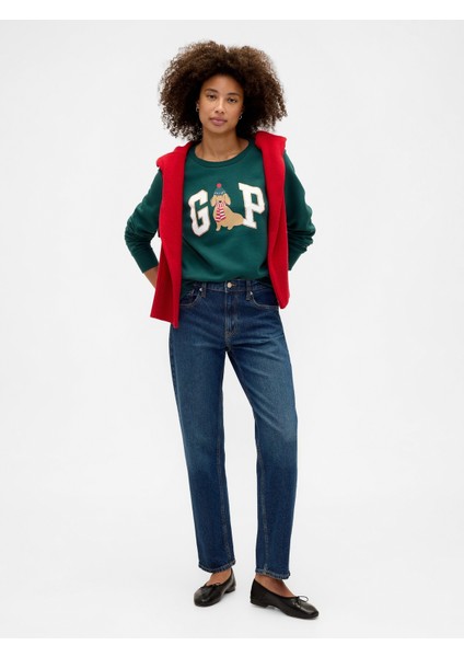 Kadın Koyu Yeşil Relaxed Gap Logo Sweatshirt fırsatları