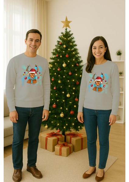 Unisex Happy New Year Yılbaşı Baskılı Yetişkin ve Çocuk Sweatshirt 3 Iplik Şardonlu Kumaş fiyatları