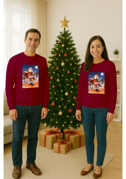 Unisex Happy New Year Yılbaşı Baskılı Yetişkin ve Çocuk Sweatshirt 3 Iplik Şardonlu Kumaş fiyatları