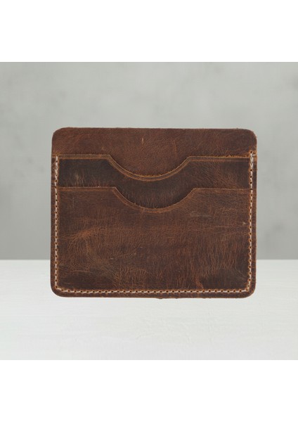 El Yapımı Hakiki Deri 5 Bölmeli Slim Kartlık Cüzdan Kahverengi - Unisex Kredi Kartı ve Kimlik Cüzdanı