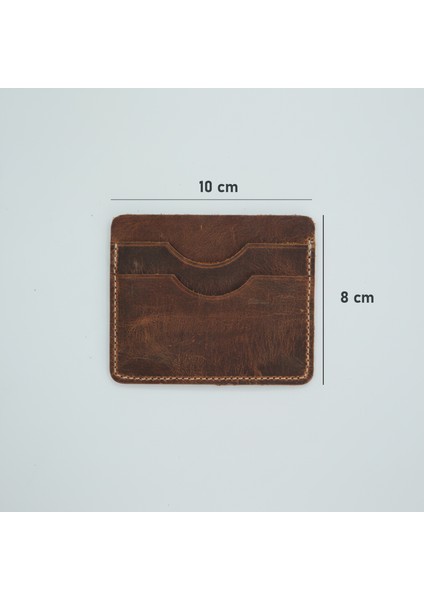 El Yapımı Hakiki Deri 5 Bölmeli Slim Kartlık Cüzdan Kahverengi - Unisex Kredi Kartı ve Kimlik Cüzdanı