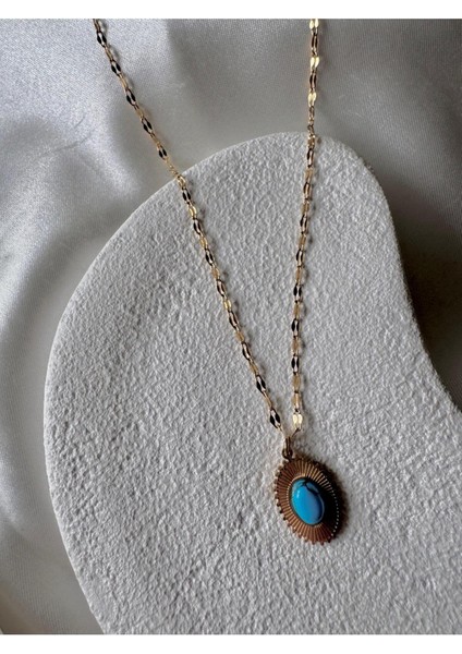 Mavi Taş Detaylı Tasarım Kolye