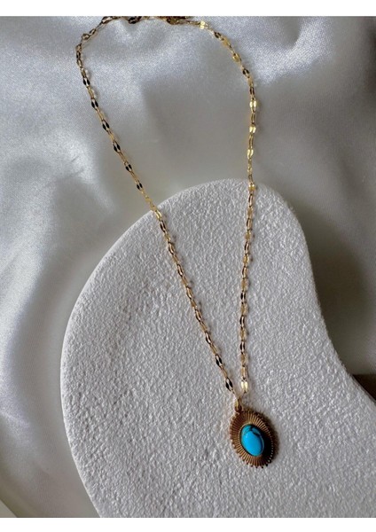 Mavi Taş Detaylı Tasarım Kolye modelleri