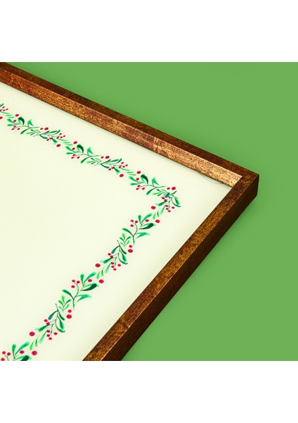 Deco Dantel Desenli Dekoratif Tepsi - Yeşil / Krem - 28,5X41 cm fırsatları