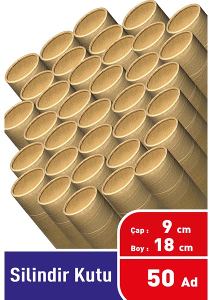 9 cm x 18 cm 50 Adet Silindir Kutu Ürün Kutusu Bal Kutusu Porselen Kutusu