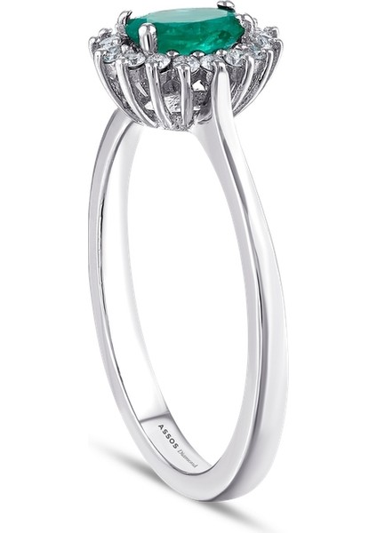 0.12 Karat Zümrüt Taşlı Pırlanta Yüzük