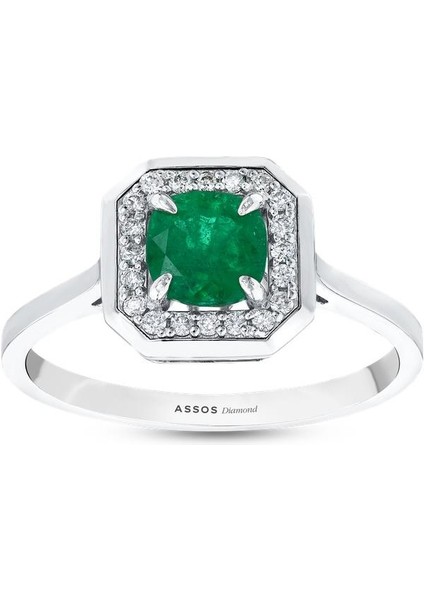 0.18 Karat Zümrüt Taşlı Pırlanta Yüzük