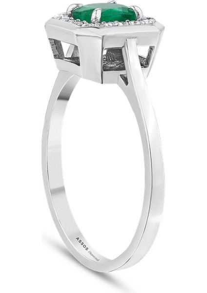 0.18 Karat Zümrüt Taşlı Pırlanta Yüzük fiyatları