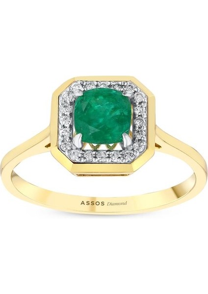 0.10 Karat Zümrüt Taşlı Pırlanta Yüzük