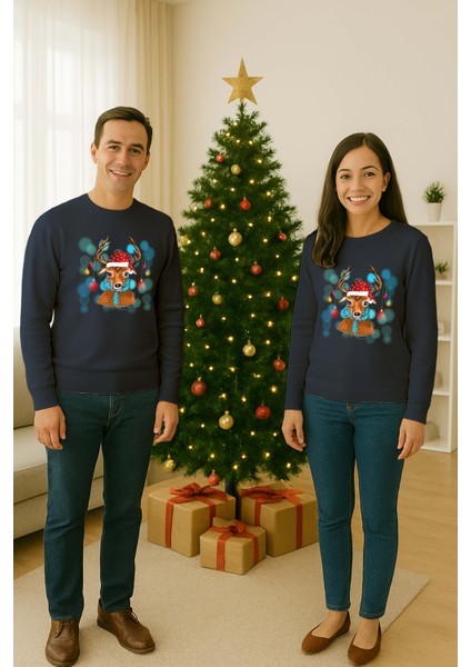 Unisex Happy New Year Yılbaşı Baskılı Yetişkin ve Çocuk Sweatshirt 3 Iplik Şardonlu Kumaş fiyatları