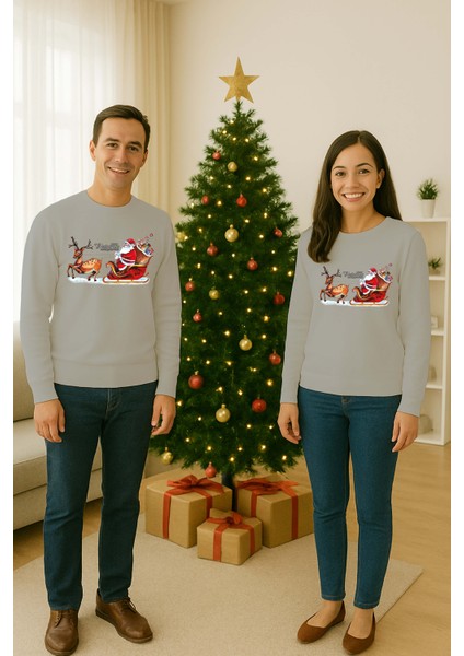 Unisex Happy New Year Yılbaşı Baskılı Yetişkin ve Çocuk Sweatshirt 3 Iplik Şardonlu Kumaş fiyatları