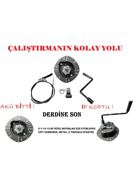 Bolat Atom 12 Hp Dizel Uyumlu Marşlı,kurmalı Starter