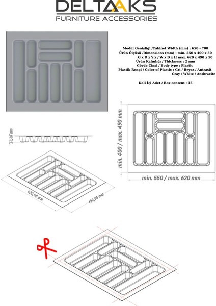 62x49 cm Antrasit Kaşıklık fırsatları